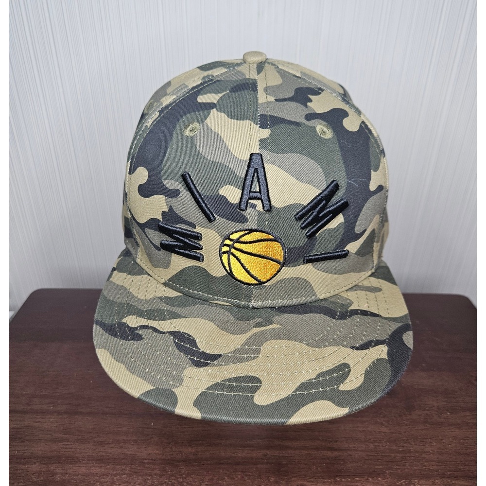 Miami Basketball Camo Snapback Hat One Size Adjustable Cursedi